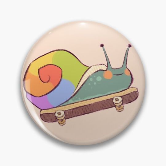 pride snail on a skateboard Pin Button