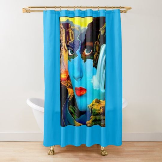 STRESS : Vintage Surreal Abstract Psychedelic Print Shower Curtain