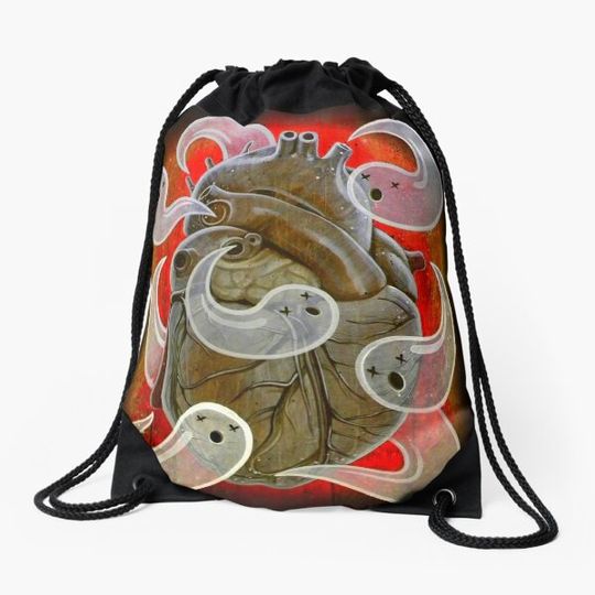 "A Heart Full of Ghosts" Drawstring Bag