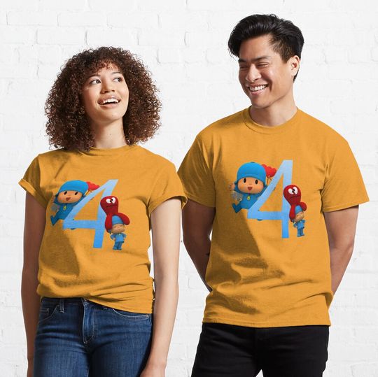 Pocoyo funny kids birthday 4th boy and girl-costum number- Classic T-Shirt