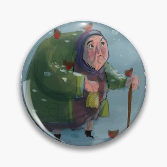 Robbins in snow Pin Button