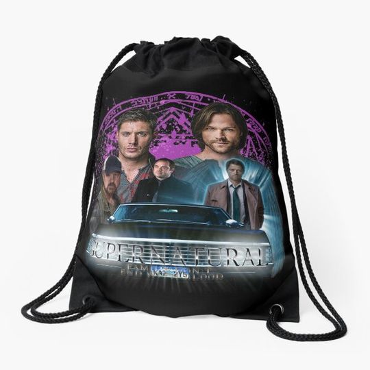 Supernatural Family dont end with Blood 2 Drawstring Bag