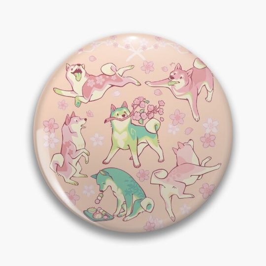 Shibakura & Matchinu in peachy Pin Button