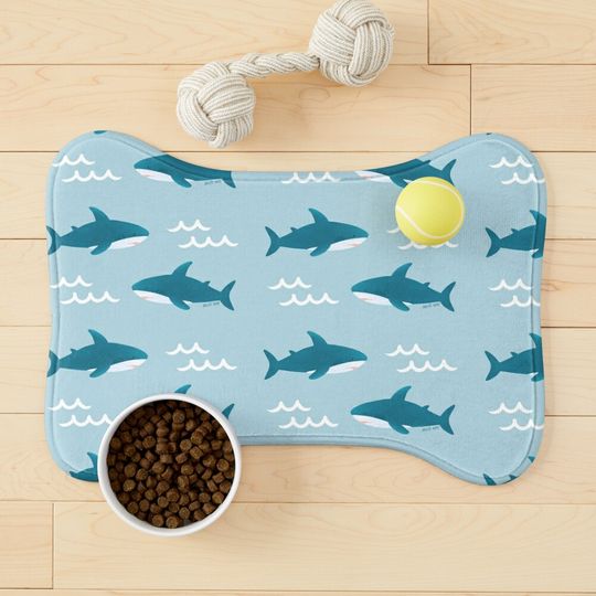 Brucie ikea shark pattern- Pet Bowls Mat