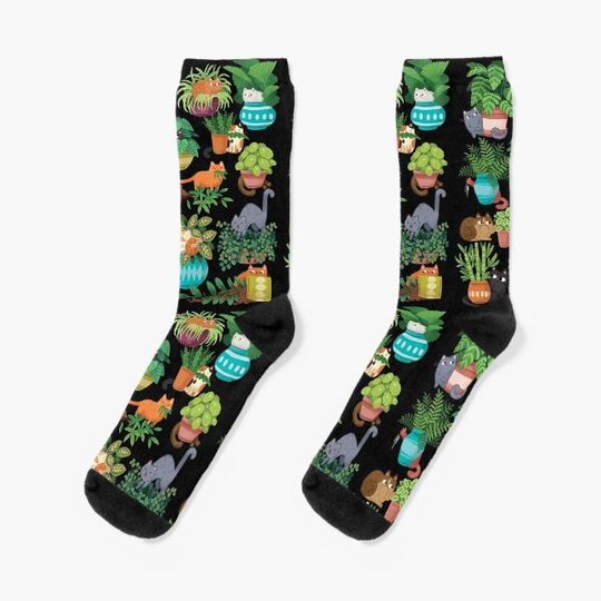 Cats And Plants  Socks
