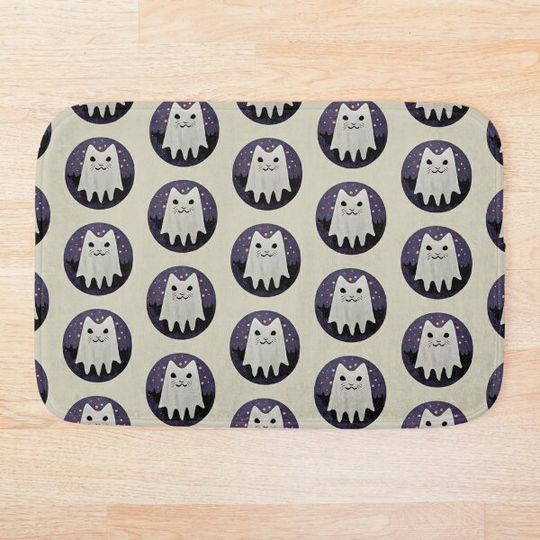 Ghost cat with space background Bath Mat