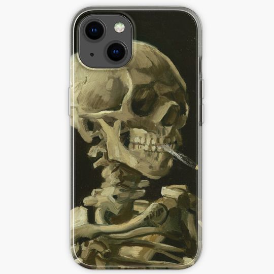 van gogh skeleton with burning cigarette iPhone Case