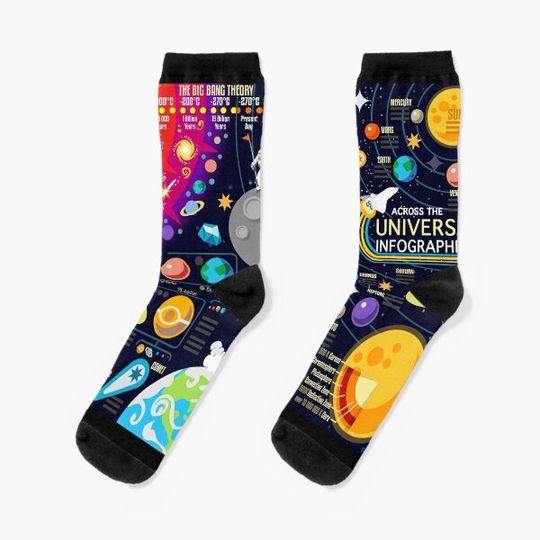 Space Universe Infographics Big Bang Socks