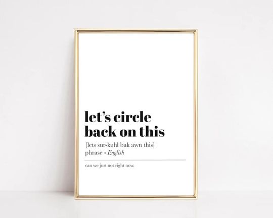 home office printable wall art | let's circle back on this | funny home office decor | definition print | office decor |
