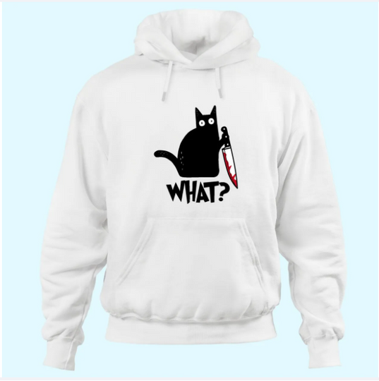 Cat What?  Black Cat Murderous Cat With Knife Hoodie