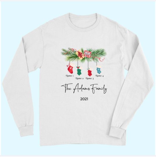 Merry Christmas Personalized Family Name Long Sleeves