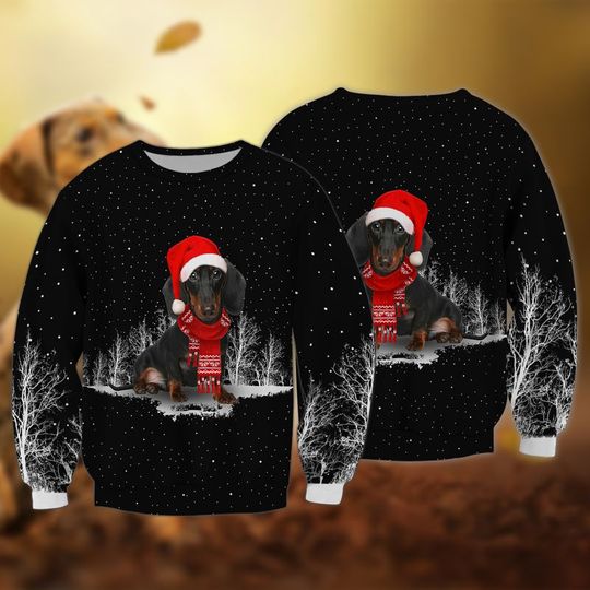 Dachshund Christmas 3D Ugly Christmas Sweatshirt