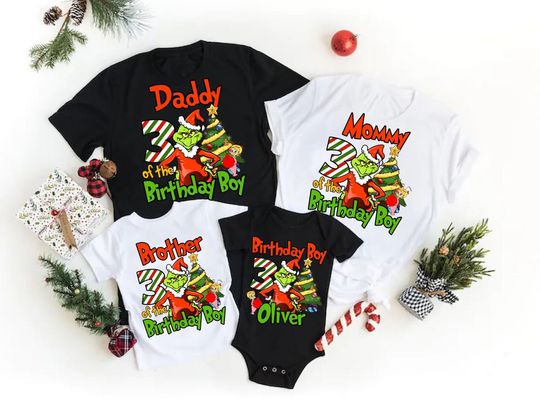 Personalized Grinch Christmas Birthday T-Shirt