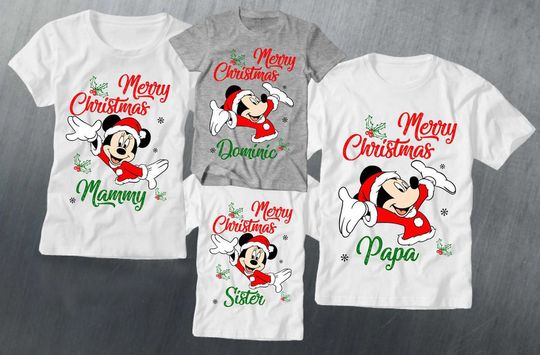 Personalized Disney Mickey And Minnie Merry Christmas 2022 Family Matching T Shirt