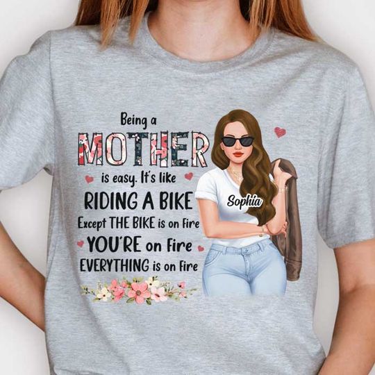 being-a-mom-is-easy-it-s-like-riding-a-bike-gift-for-mom-grandma-personalized-unisex-t-shirt