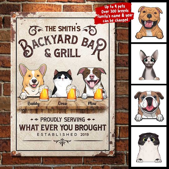 backyard-bar-amp-grill-with-cats-and-dogs-personalized-metal-sign