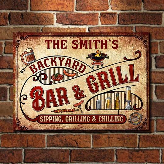 sipping-grilling-and-chilling-personalized-metal-sign