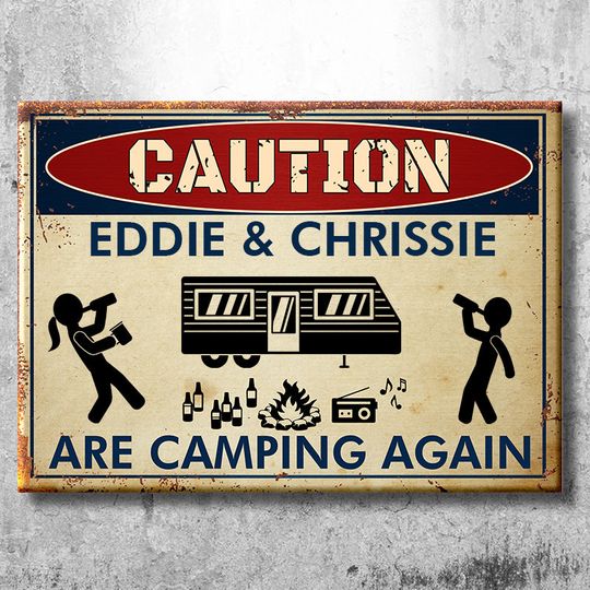 caution-for-campers-personalized-camping-metal-sign