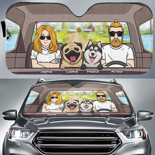 road-trip-together-with-dogs-personalized-auto-sunshade-gift-for-couples-husband-wife