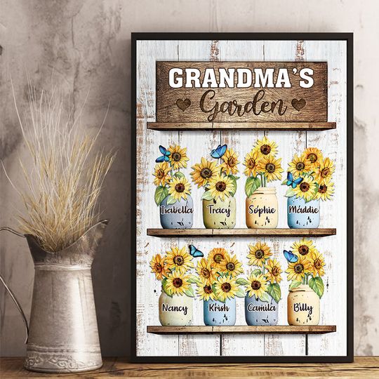 grandma-s-sunflower-garden-personalized-vertical-poster