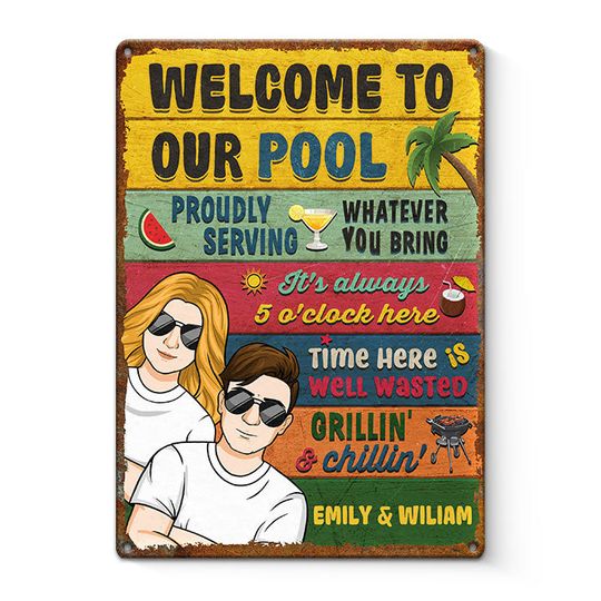 home-is-where-the-pool-is-couple-personalized-custom-home-decor-metal-sign