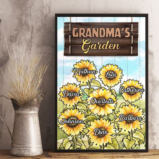 grandma-s-garden-sunflower-personalized-vertical-poster