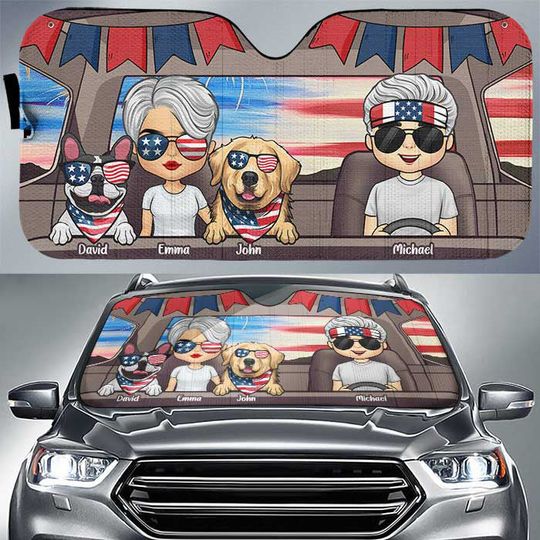 couple-amp-dogs-4th-july-personalized-auto-sunshade-gift-for-couple