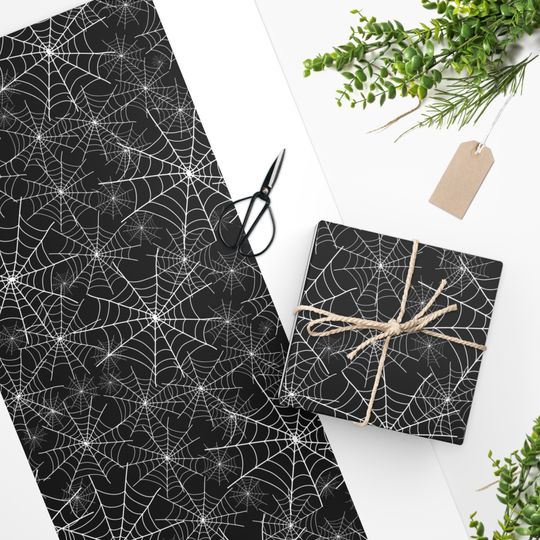 black-spider-web-halloween-wrapping-paper