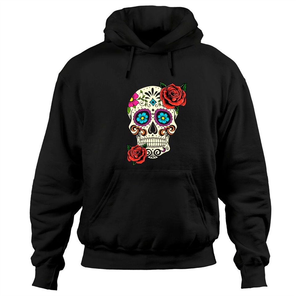Dia De Los Muertos Floral Sugar Skull Tshirts For Women Girl Hoodies