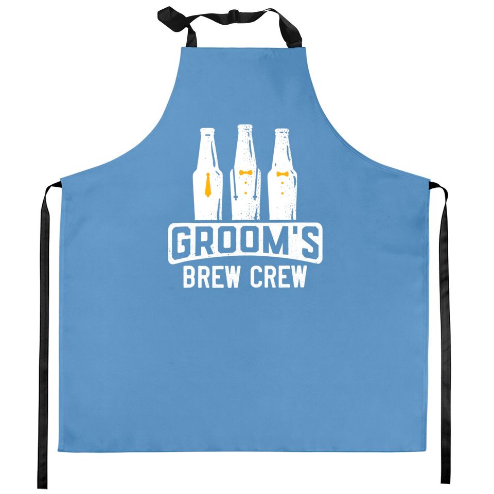 Mens Groom's Brew Crew Wedding Drinking Team Bachelor party Kitchen Aprons