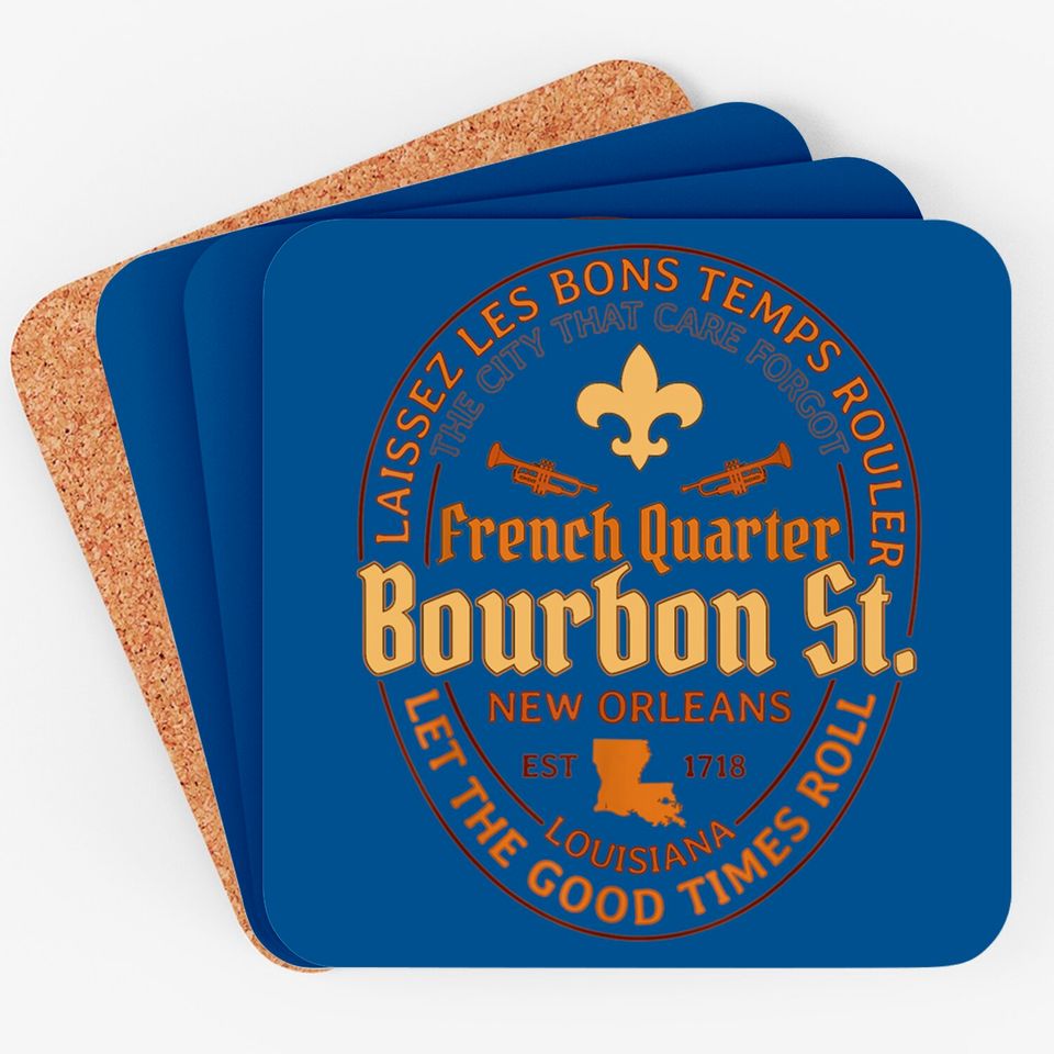 French Quarter Bourbon St New Orleans Souvenir Gift Coasters