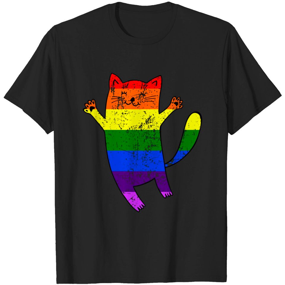 Funny LGBT Pride Flag Cat Pride Month Parade - Funny Lgbt Pride - T-Shirt