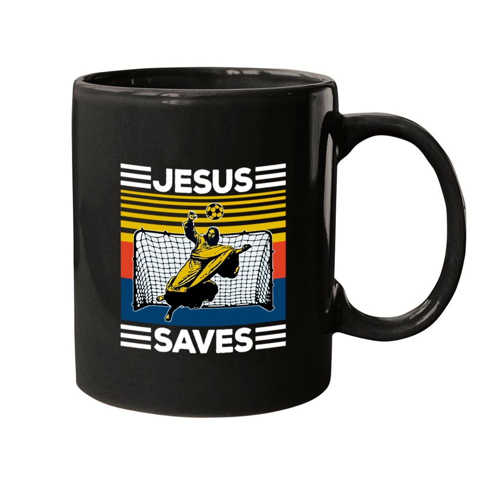 Soccer Jesus Saves Mugs