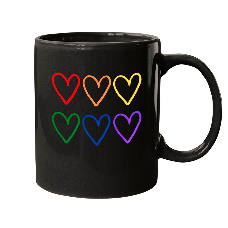 LGBTQ Hearts Mugs, LGBT Rainbow Hearts