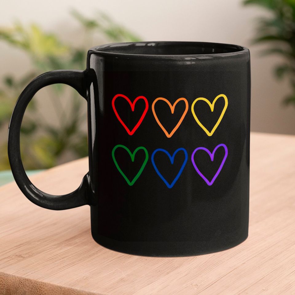 LGBTQ Hearts Mugs, LGBT Rainbow Hearts