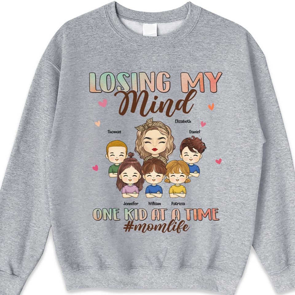Losing My Mind One Kid At A Time, That's A Pretty Cool Mom Life - Family Personalized Custom Unisex T-shirt