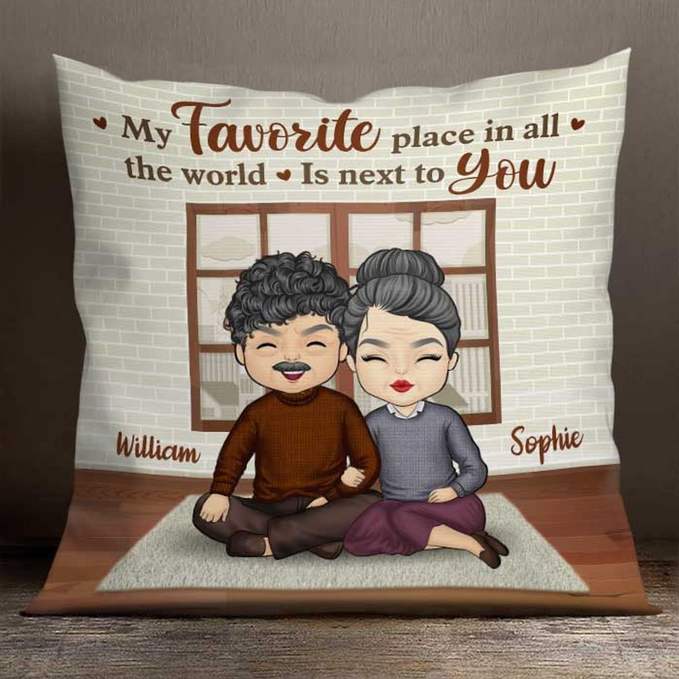My Favorite Place In The World Is Next To You - Gift For Couples, Personalized Pillow
