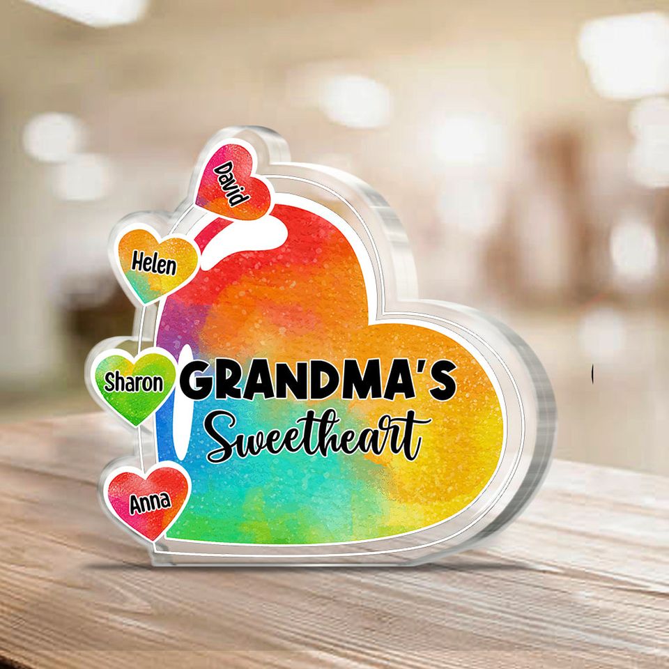 Grandma's Sweetheart With Grandchildren - Personalized Grandma Custom Shaped Acrylic Plaque