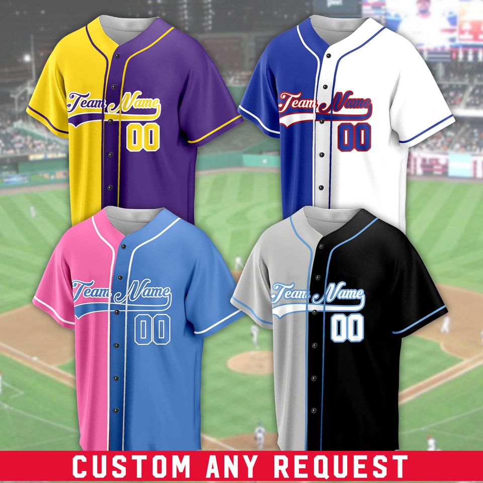 Custom 2 Colors Jersey Personalization Split Baseball Jersey