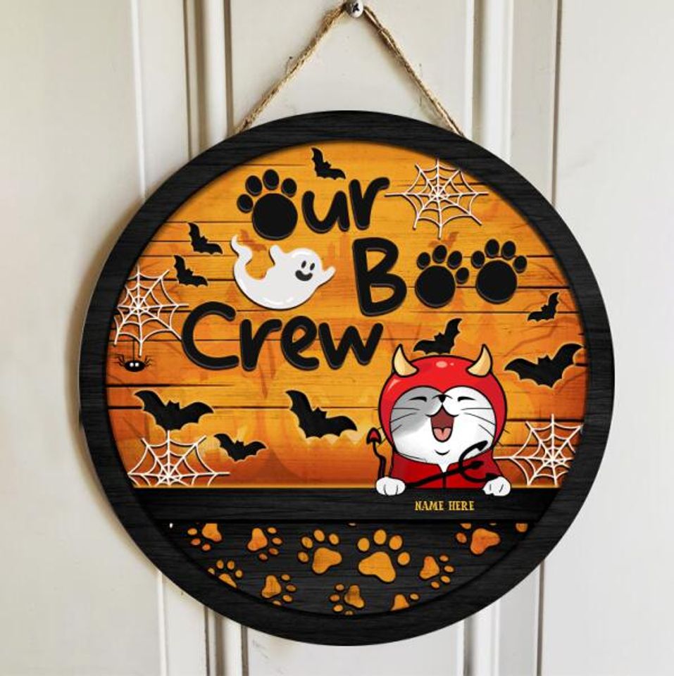 Personalized Our Boo Crew Evil Cat Door Sign