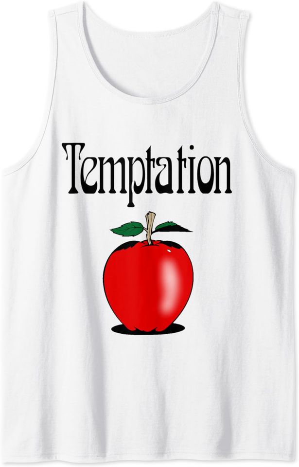 Apple Tank Top Temptation with an Apple - Black text