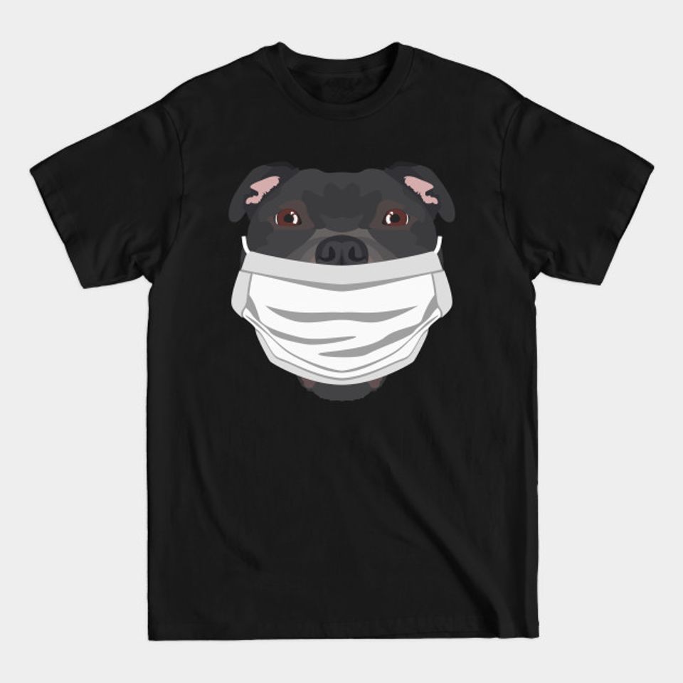 Illustration dog Staffordshire Bullterier with respirator - Staffordshire Bull Terrier - T-Shirt