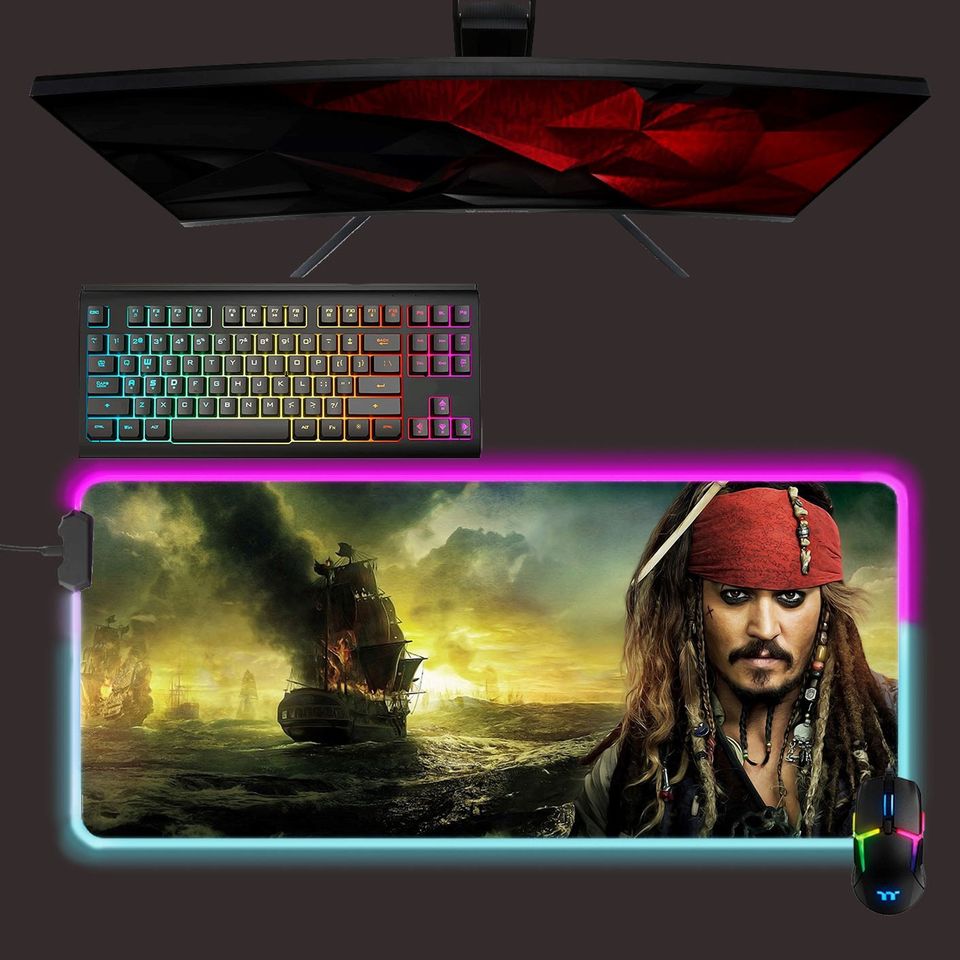 Johnny Depp led mouse mat, Pirates Of The Caribbean rgb mouse pad, gaming mouse pad