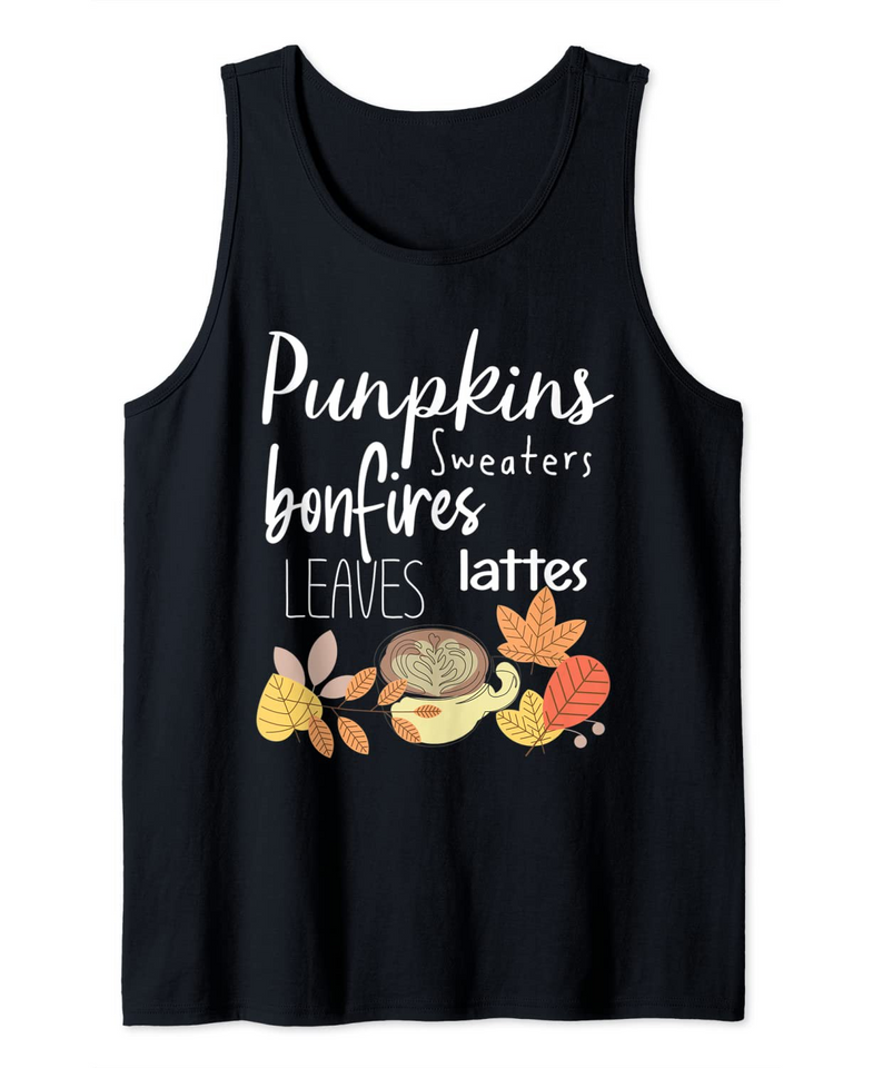 Autumn Pumpkins Sweaters Bonfires Leaves Lattes Pretty Boho Tank Top