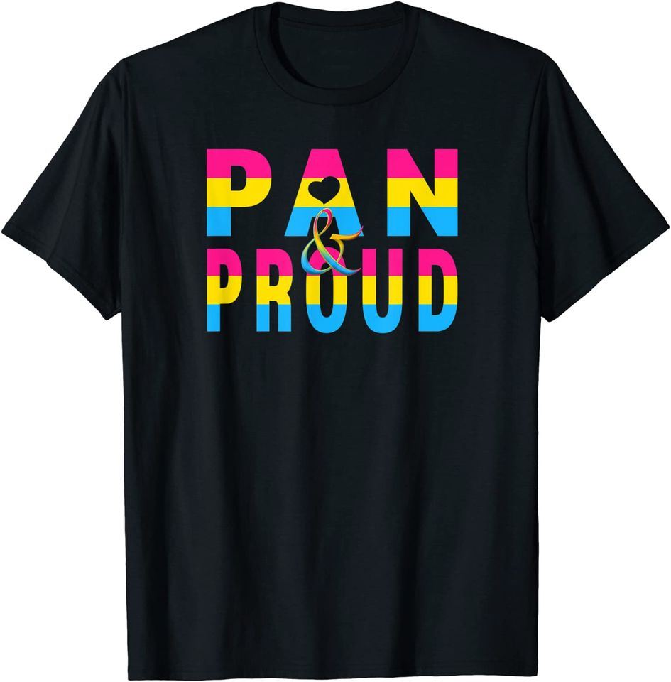 Pansexual Pride LGBT Pan Flag Colors Pan & Proud Panromantic T-Shirt
