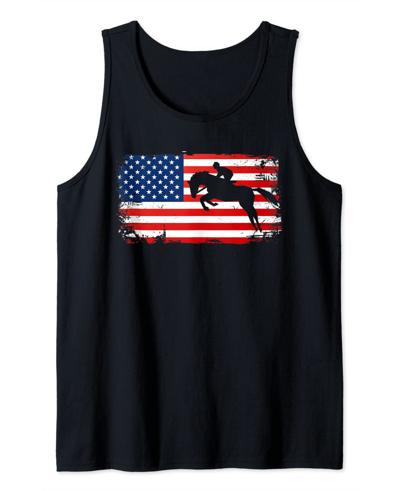 Equestrian Horse Riding USA Flag America Horses Competition Tank Top