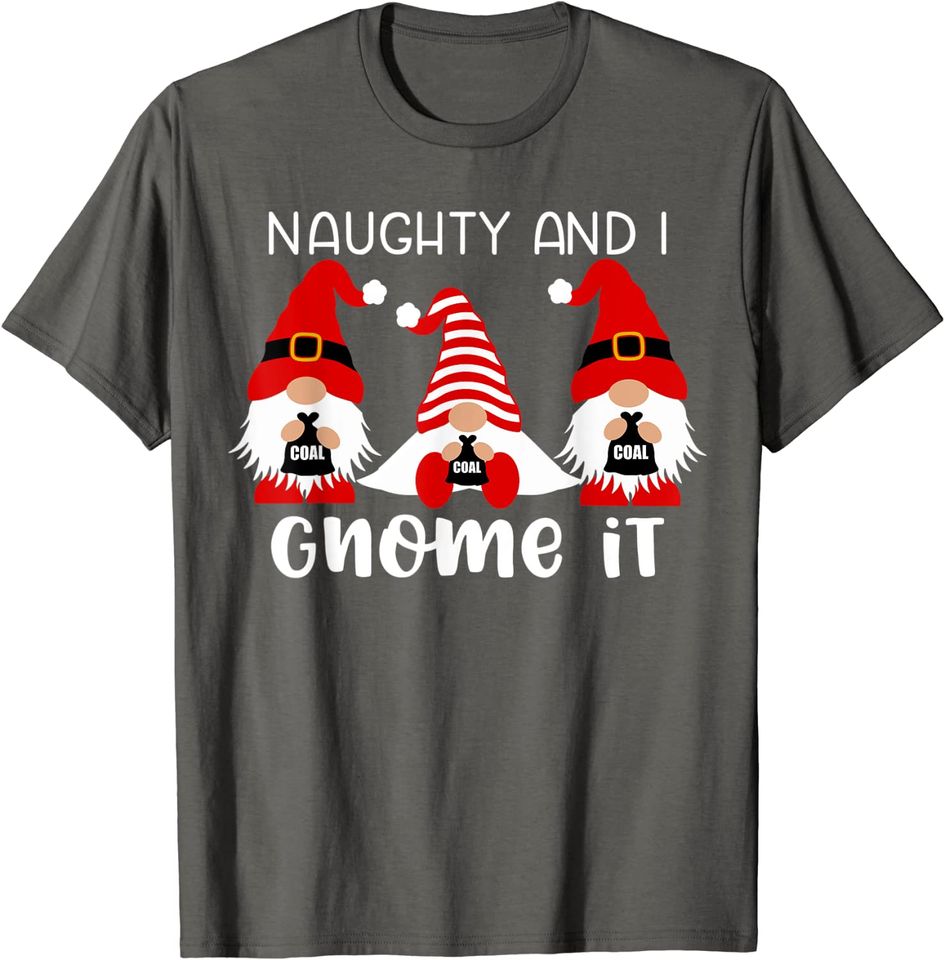 Naughty And I Gnome It Christmas Gnomes T-Shirt