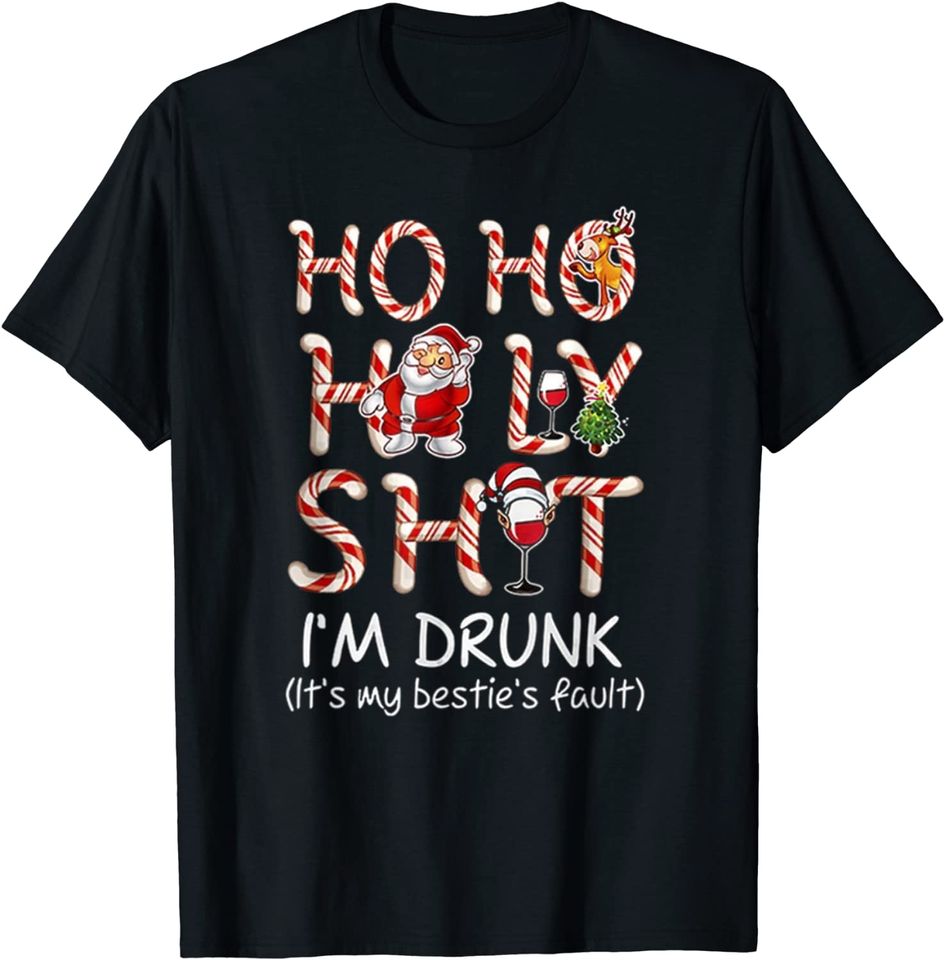 Ho Ho Holy Shit I'm Drunk Wine Santa Christmas T-Shirt