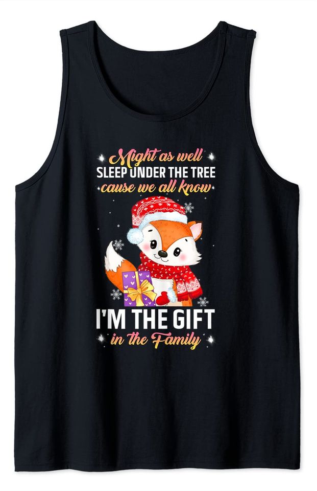 Funny Christmas Featuring a Cute Little Fox for Kids Tank Top