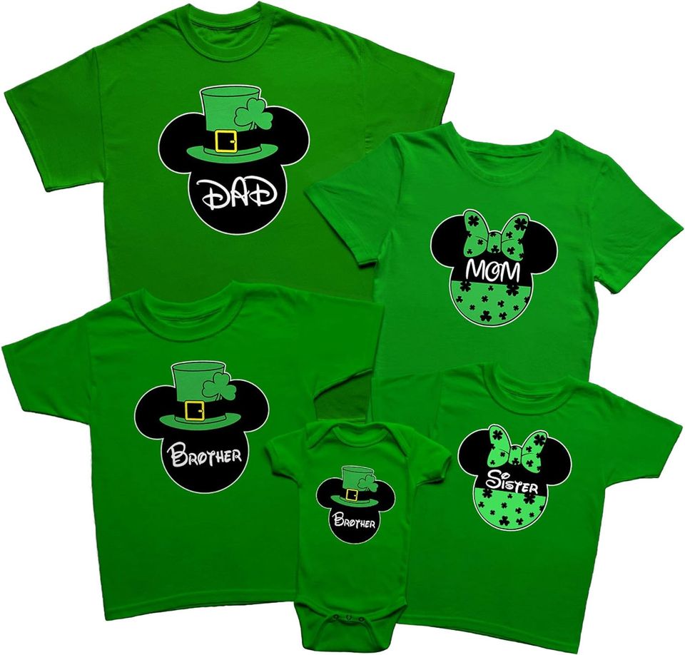 Disney Saint Patrick's Minnie,Mickey Custom Names Irish Day Day Matching Couple Shirts